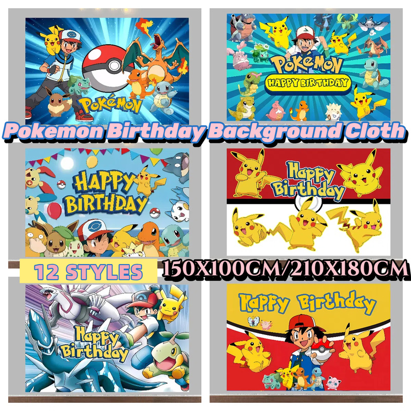 Baby Products Poster - Pokemon Birthday Party ตกแต่งพื้นหลังโปสเตอร์ไวนิลอะนิเมะการถ่ายภาพแบนเนอร์เด็ก Baby Shower