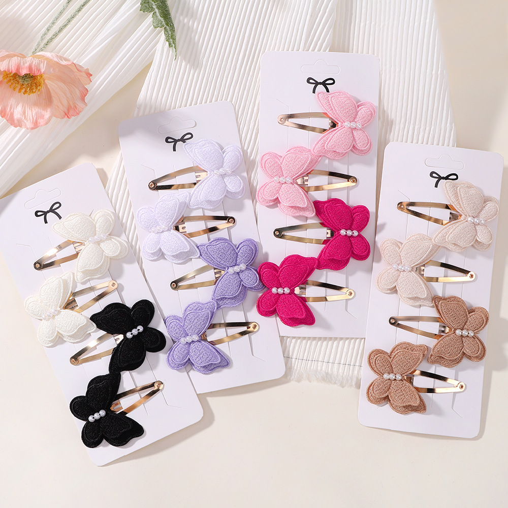 Baby Products Set - 4 ชิ้น/เซ็ตผีเสื้อชุดคลิปผมสําหรับสาว Double Layered Bow น่ารัก