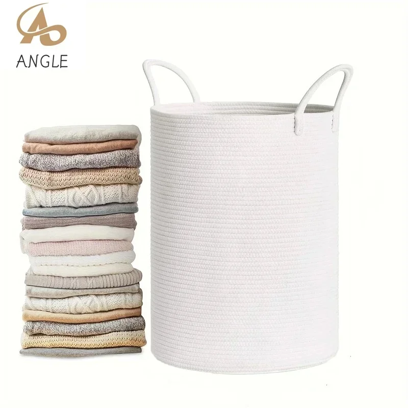 Baby Products Basket - ขนาดใหญ่ทอตะกร้าซักผ้า Sundries Organizer Home Organisation เด็กทารกตะกร้าเก็บของเล่นสีขาว