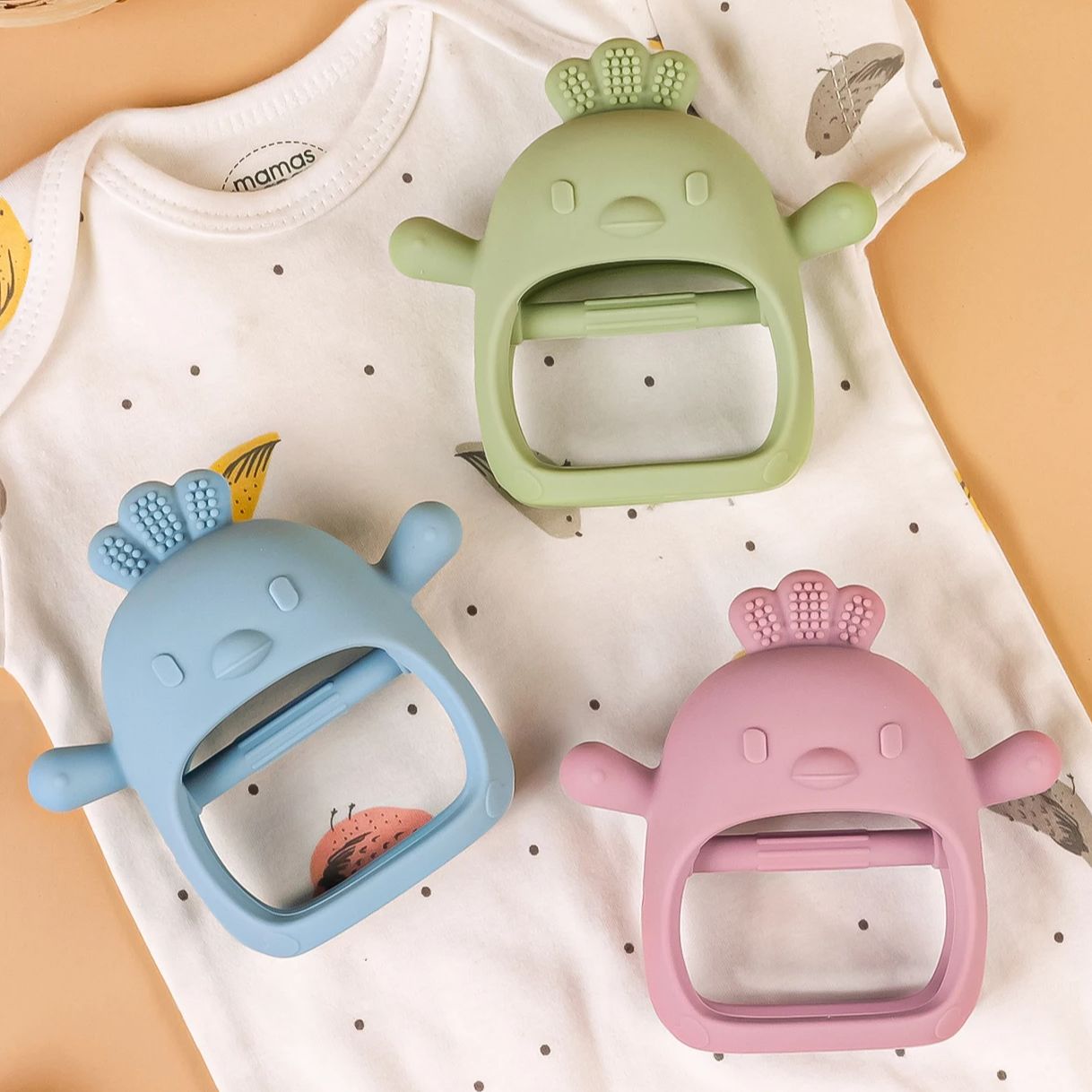 Teething Mitten Baby - ถุงมือกันกัดสำหรับเด็กทารก 1 ชิ้น ซิลิโคนสำหรับเด็กแรกเกิด ดูแลสุขภาพฟันและเหงือก ป้องกันการกัดมือ
