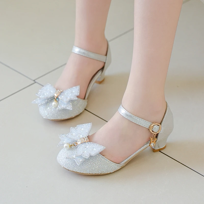 Baby Products Store - ขายร้อนลูกปัดเด็ก Elegant น้ําหนักเบาจัดเลี้ยงรองเท้าส้นสูงรองเท้าเด็กทารกฤดูร้อนเจ้าหญิงแฟชั่นรองเท้าแตะประดับเลื่อมนุ่ม