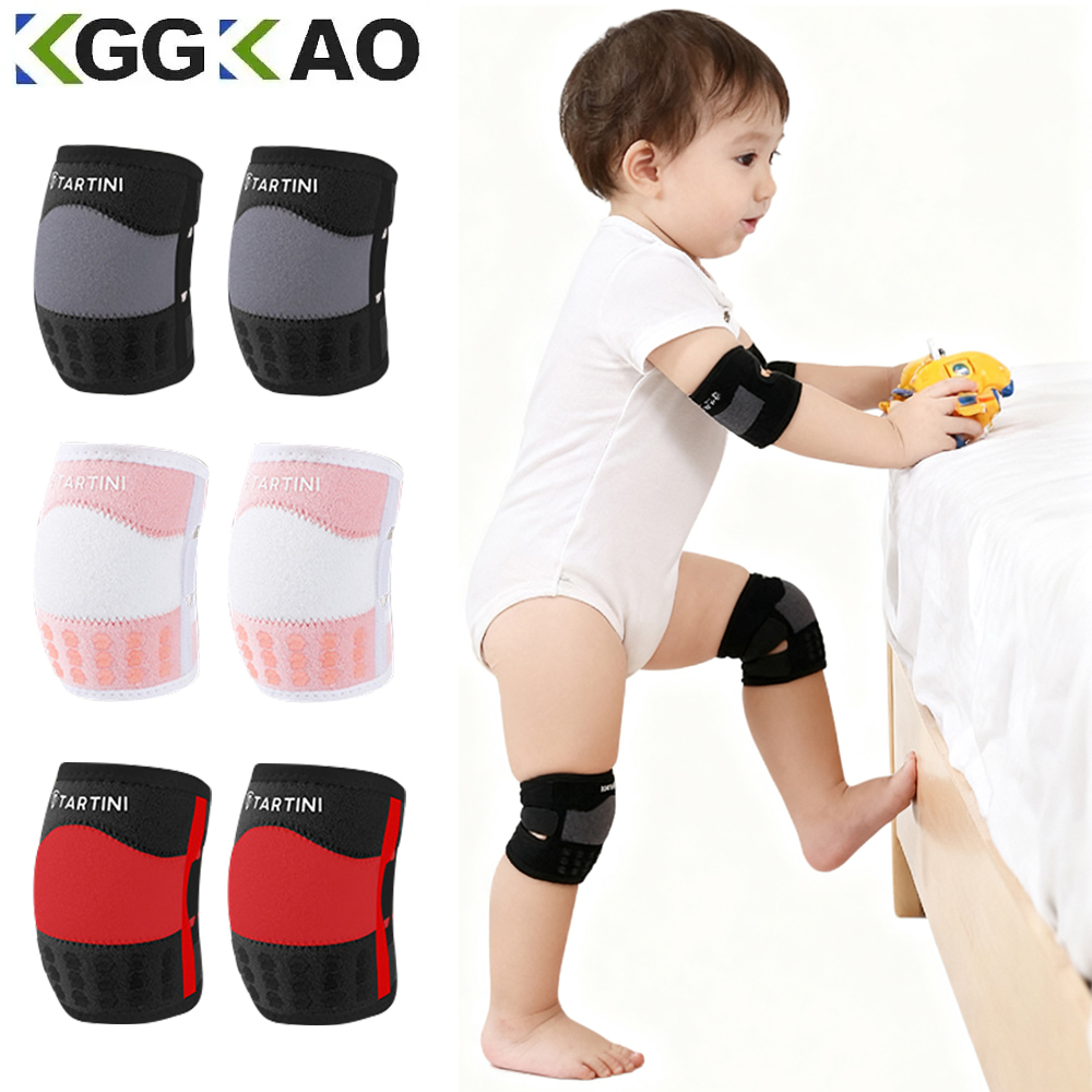 Baby Knee Pad Crawling - แผ่นรองข้อศอกและเข่าสำหรับเด็ก 1 คู่ สำหรับคลาน ปรับขนาดได้ ป้องกันข้อศอกและเข่าสำหรับเด็กวัยหัดคลาน