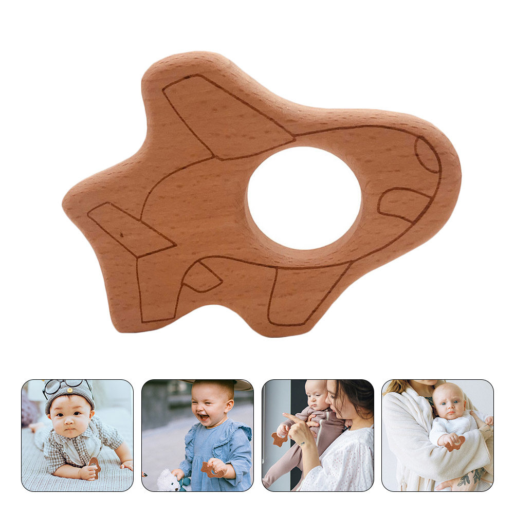 Baby Products Natural - 2 ชิ้น ของเล่นกัดสำหรับเด็ก รูปทรงเครื่องบิน อุปกรณ์บดฟัน ปลอดภัยจากวัสดุธรรมชาติ
