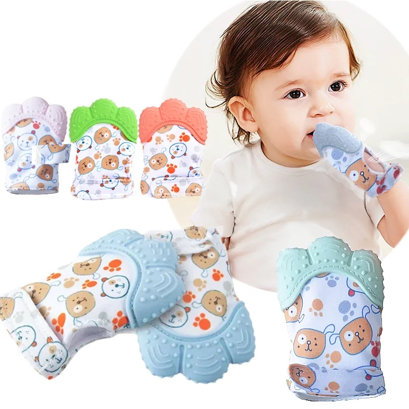 Teething Mitten Baby - การ์ตูนพิมพ์เด็กTeether Mittensเคี้ยวถุงมือสําหรับเด็กและทารกTeethers AntiกินมือTeethingของเล่นเด็กStuff