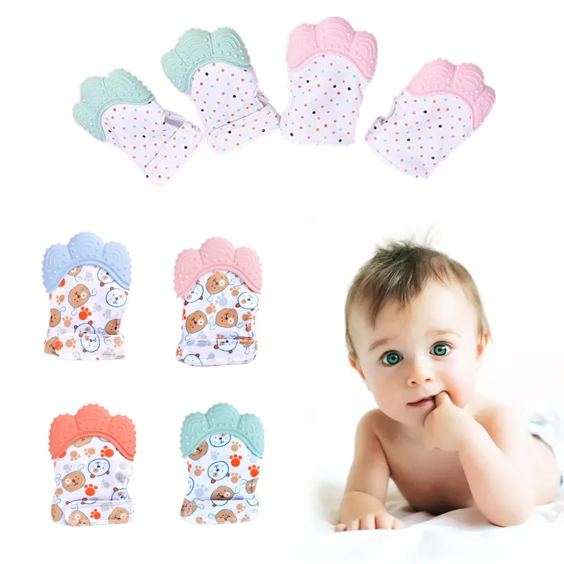 Teething Mitten Baby - ถุงมือซิลิโคนกันกัดสำหรับเด็กทารก ปลอบประโลมการงอกของฟัน ของเล่นกัดมือ ป้องกันการกัดมือ ป้องกันการดูด