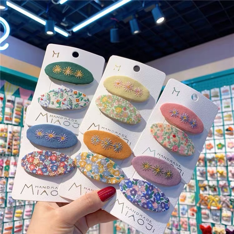 Baby Products Set - 2 ชิ้น/เซ็ตสาวผมคลิปสําหรับทารกเจ้าหญิงดอกไม้หวาน Series Hairpin สําหรับเด็กวัยหัดเดินแฟชั่นเกาหลีขนาดเล็กบางด้านข้างคลิป Headwear