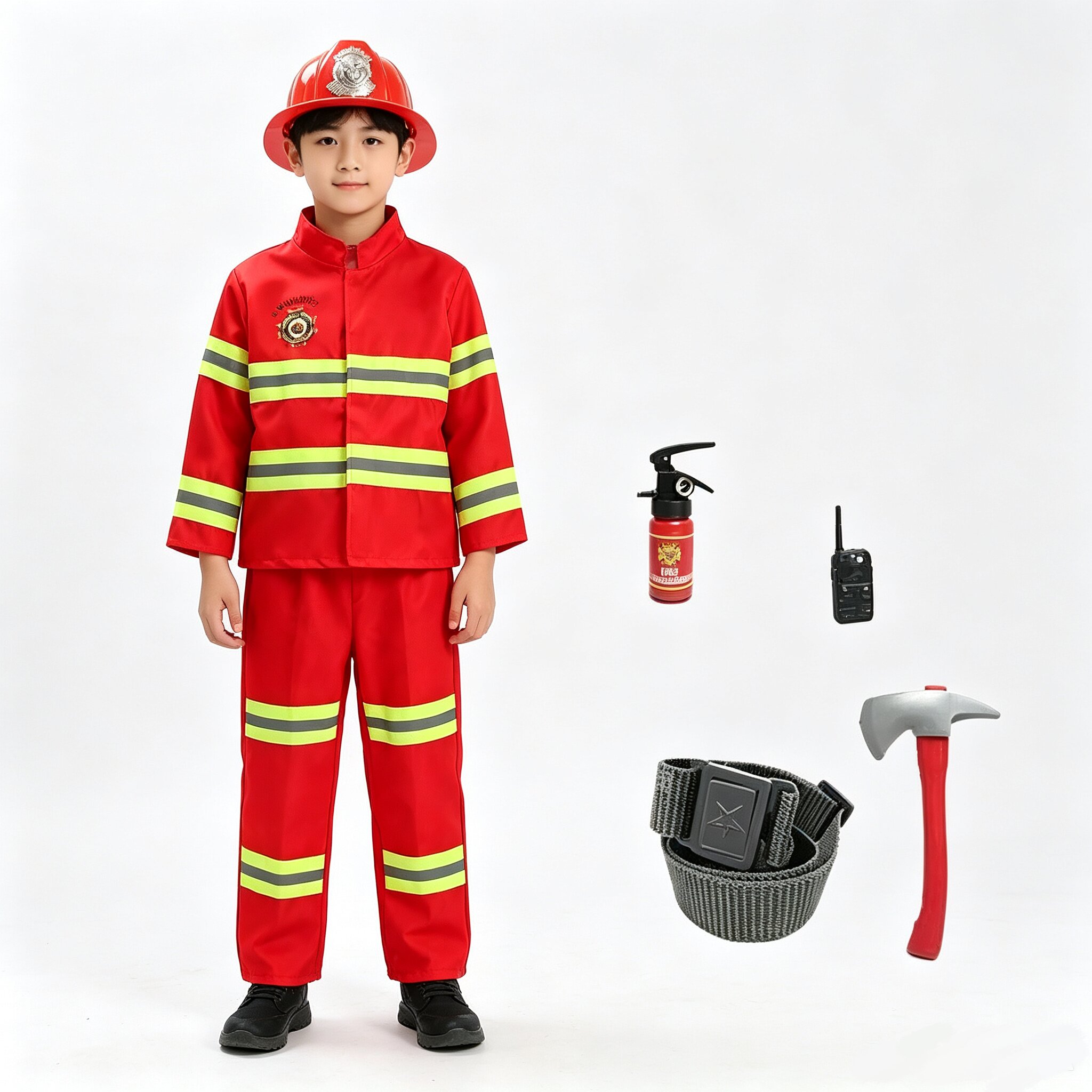 Baby Products Korea - ฮาโลวีนคอสเพลย์เด็กชุดนักดับเพลิงเด็กแซม นักดับเพลิงบทบาททำงานเสื้อผ้าชุดเด็กสาวปาร์ตี้การแสดงเครื่องแต่งกายคอสลาโอ