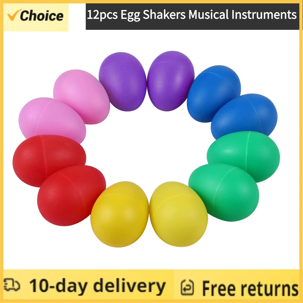 Baby Products Basket - เครื่องเขย่าไข่อีสเตอร์ 12 ชิ้นสำหรับเด็ก – ของเล่นดนตรีประเภทเครื่องเคาะจังหวะหลากสีสันสำหรับเด็กวัยหัดเดิน ของเล่นเสริมพัฒนาการสำหรับเด็กเล็ก
