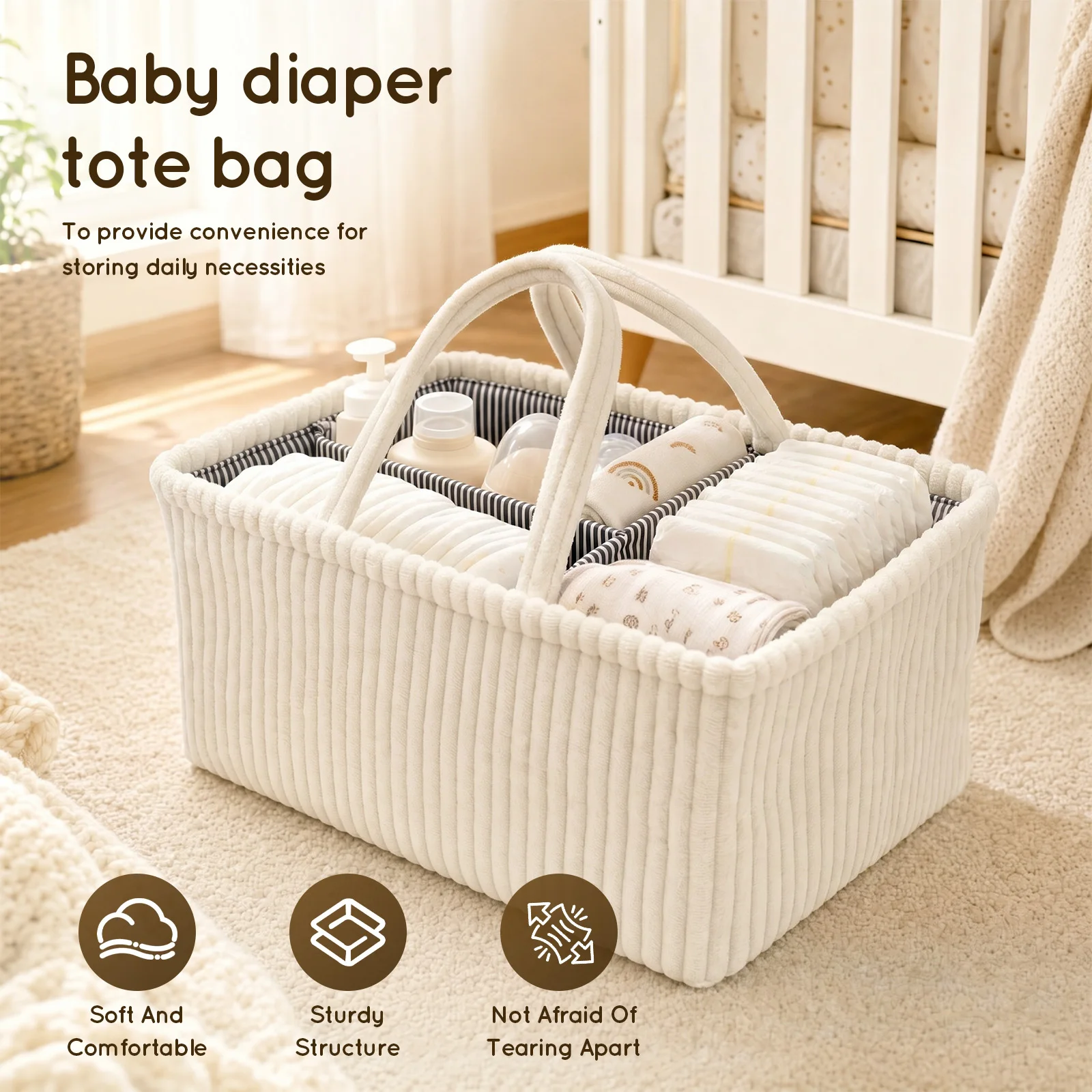 ตะกร้าเก็บผ้าอ้อมเด็กแบบพับได้ - Baby Products Basket บทวิจารณ์และราคา