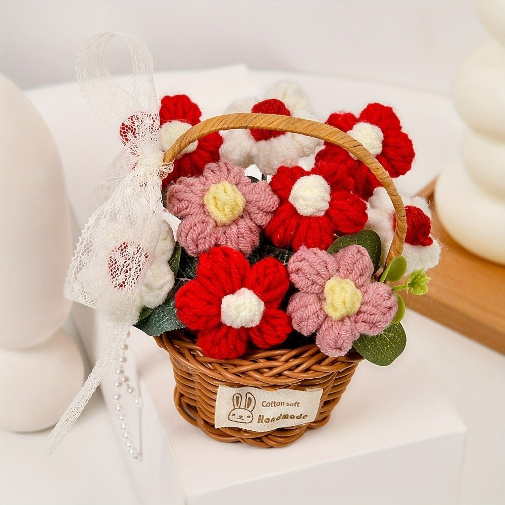 ดอกไม้ไหมพรมทำมือ ผลิตภัณฑ์สำเ - Baby Products Basket บทวิจารณ์และราคา