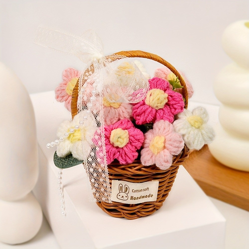 ดอกไม้ไหมพรมทำมือ ผลิตภัณฑ์สำเ - Baby Products Basket บทวิจารณ์และราคา