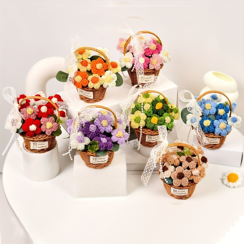 ดอกไม้ไหมพรมทำมือ ผลิตภัณฑ์สำเ - Baby Products Basket บทวิจารณ์และราคา